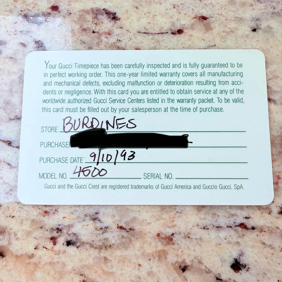 GUCCI Ladies 18K Gold Plated 4500L Swiss Watch VTG Box Papers Receipt BNIB 90's - Picture 13 of 13